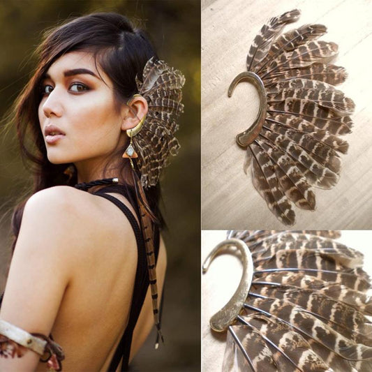 Vintage Boho Feather Clip Earring